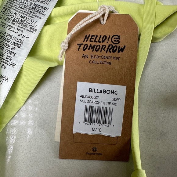 Billabong sol searcher lime green yellow tie bikini vacation summer NWT M & L - Picture 11 of 12